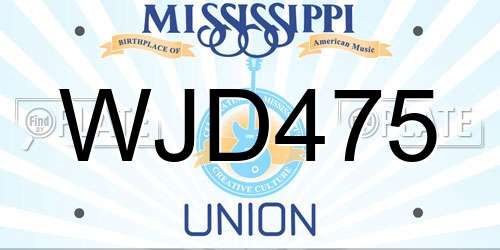 WJD475 Mississippi License Plate