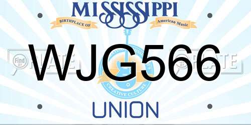 WJG566 Mississippi License Plate