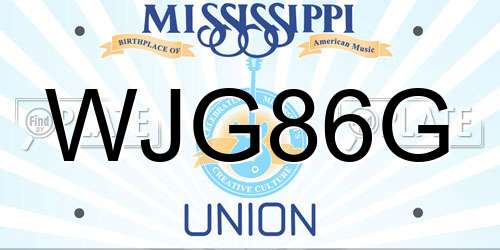 WJG86G Mississippi License Plate
