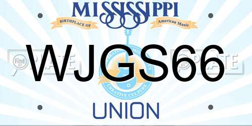 WJGS66 Mississippi License Plate