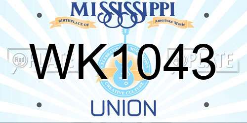 WK1043 Mississippi License Plate