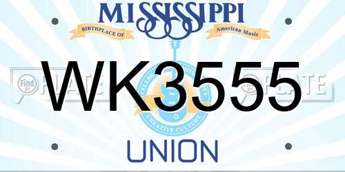 WK3555 Mississippi License Plate