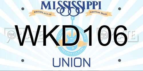 WKD106 Mississippi License Plate