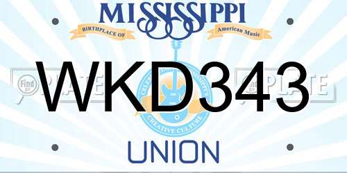 WKD343 Mississippi License Plate