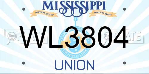 WL3804 Mississippi License Plate