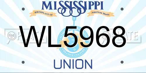WL5968 Mississippi License Plate