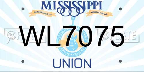 WL7075 Mississippi License Plate