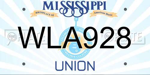 WLA928 Mississippi License Plate