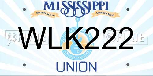 WLK222 Mississippi License Plate