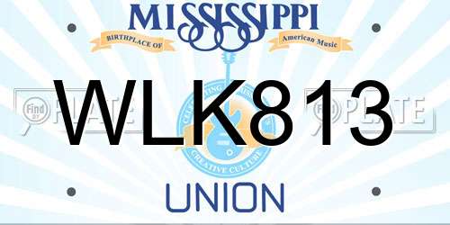 WLK813 Mississippi License Plate