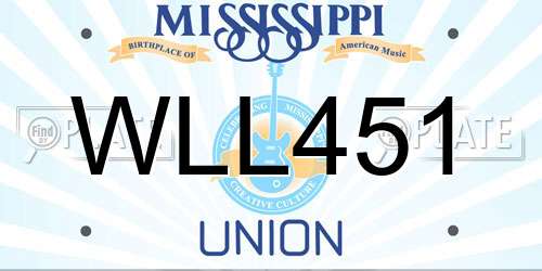 WLL451 Mississippi License Plate