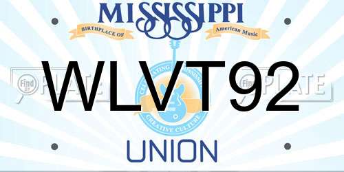 WLVT92 Mississippi License Plate