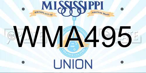 WMA495 Mississippi License Plate