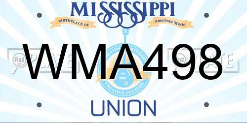 WMA498 Mississippi License Plate