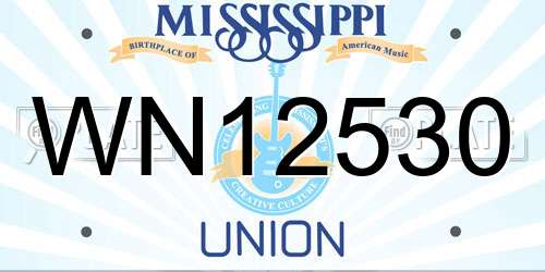 WN12530 Mississippi License Plate