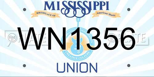WN1356 Mississippi License Plate