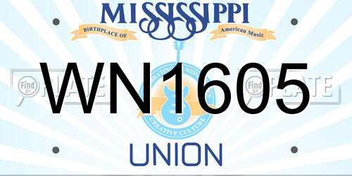 WN1605 Mississippi License Plate