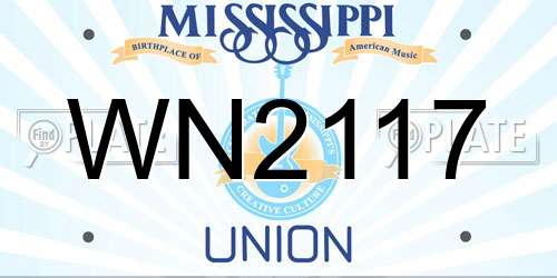 WN2117 Mississippi License Plate