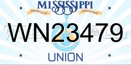 WN23479 Mississippi License Plate