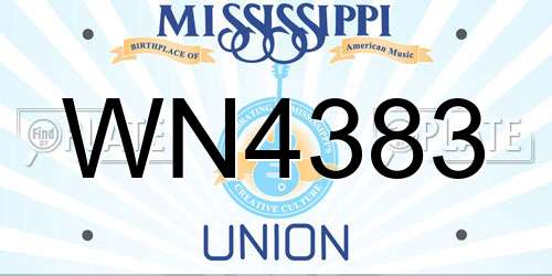 WN4383 Mississippi License Plate