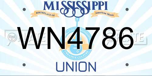 WN4786 Mississippi License Plate