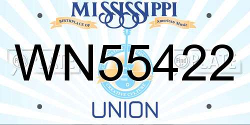 WN55422 Mississippi License Plate