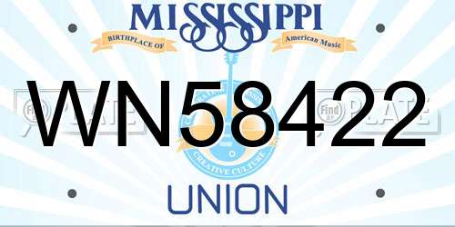 WN58422 Mississippi License Plate