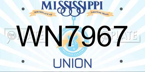 WN7967 Mississippi License Plate