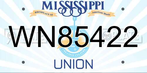 WN85422 Mississippi License Plate