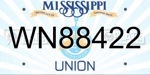WN88422 Mississippi License Plate