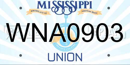 WNA0903 Mississippi License Plate