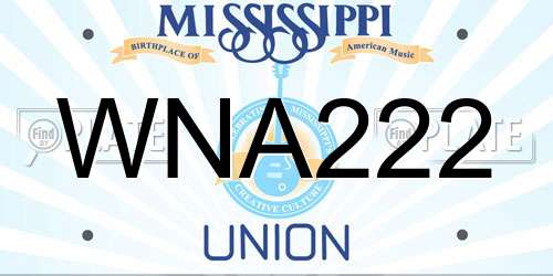 WNA222 Mississippi License Plate