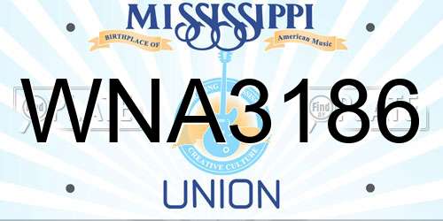 WNA3186 Mississippi License Plate