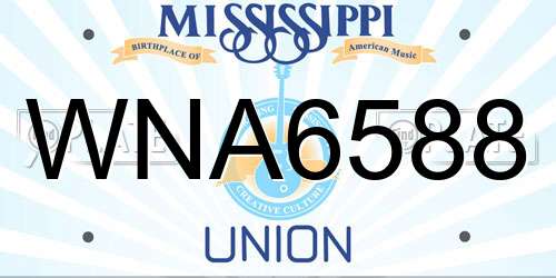 WNA6588 Mississippi License Plate
