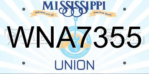 WNA7355 Mississippi License Plate