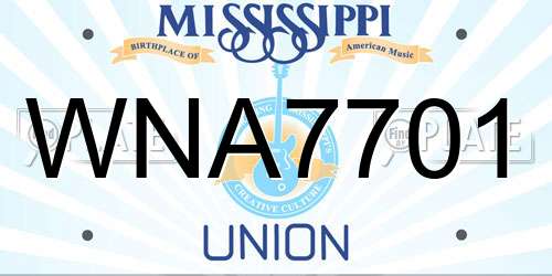 WNA7701 Mississippi License Plate