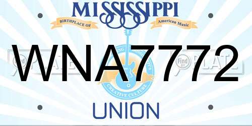 WNA7772 Mississippi License Plate