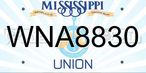 WNA8830 Mississippi License Plate