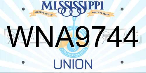 WNA9744 Mississippi License Plate