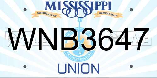 WNB3647 Mississippi License Plate