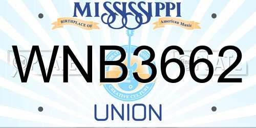 WNB3662 Mississippi License Plate