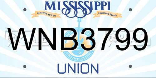 WNB3799 Mississippi License Plate