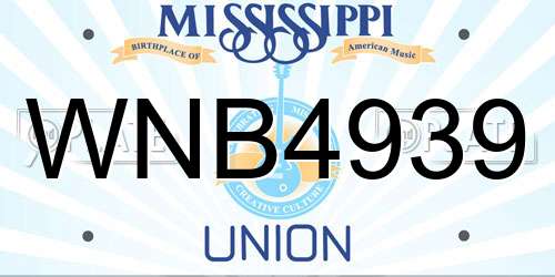 WNB4939 Mississippi License Plate