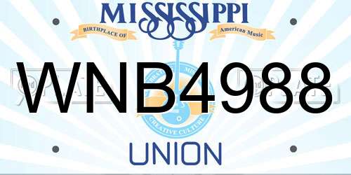 WNB4988 Mississippi License Plate