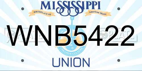 WNB5422 Mississippi License Plate
