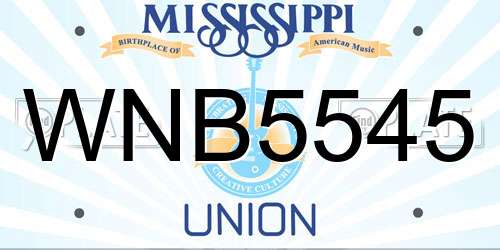 WNB5545 Mississippi License Plate