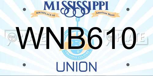 WNB610 Mississippi License Plate