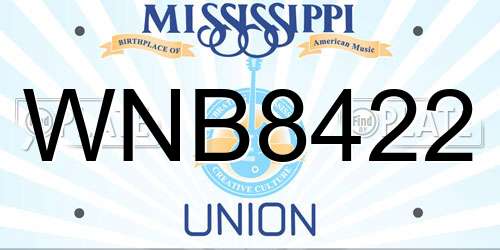 WNB8422 Mississippi License Plate