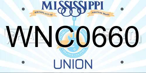 WNC0660 Mississippi License Plate