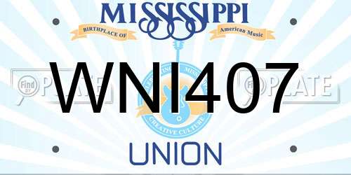 WNI407 Mississippi License Plate